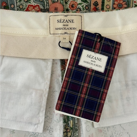 NWT Sezane Floral Green Wide-Leg Horacio Trouser Pants - Picture 4 of 5